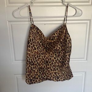 Zara Leopard Print Cowl Neck Camisole - Brown & Black